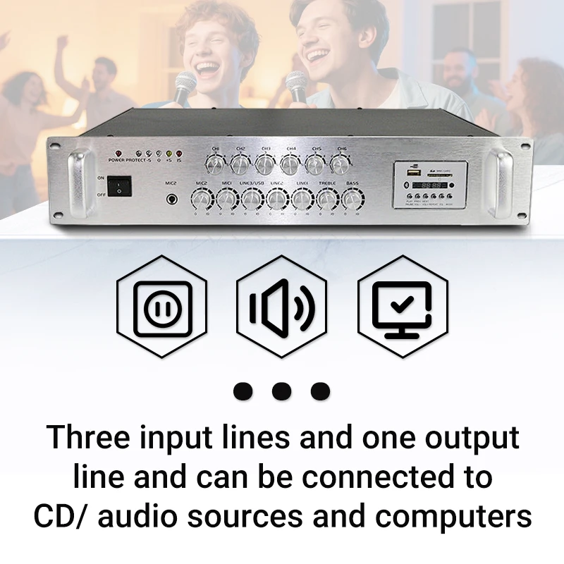 Equipment 150w Power Amplifiers Professional Sound Audio Digital Amplifier  Mp3 Download with Independent Adjustment