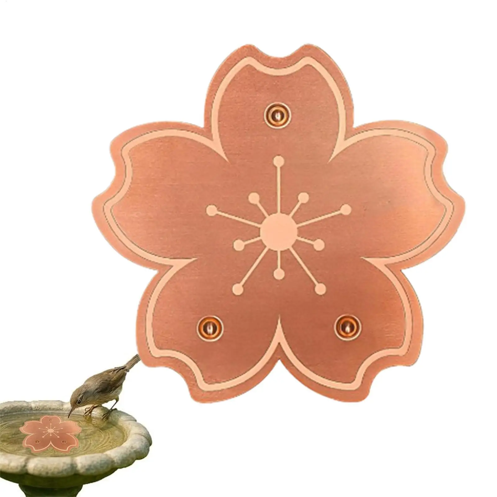 Flower Shape Bird Bath Copper Plate Triple-Point Support Bird Bath Copper Disk All-Season Birdbath Bowl Cleaner Plate For Patio