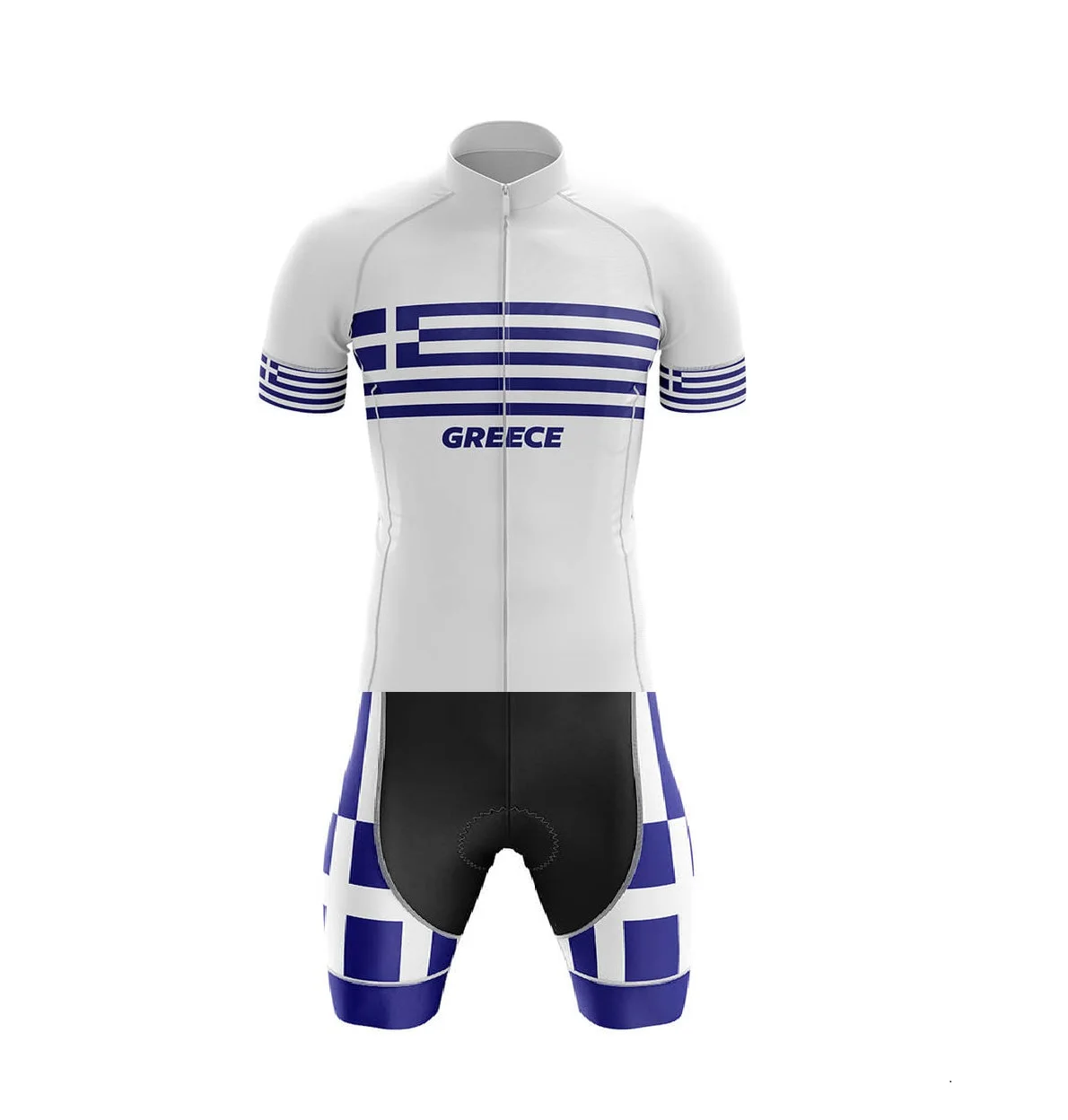 LASER CUT MEN'S CYCLING WEAR CYCLING JERSEY BODY SUIT SKINSUIT WITH POWER BAND Greece NATIONAL TEAM SIZE: XS-4XL