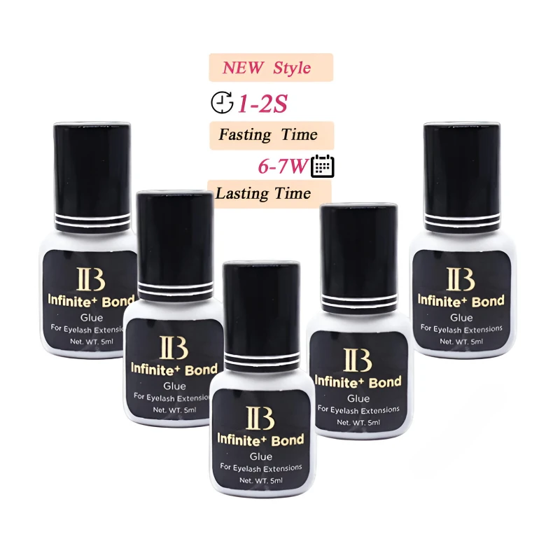 

5Bottles Korea Ib Infinite + Bond Glue For False Eyelash Extensions 5ml Strong Black Quickly Drying Adhesive Makeup Wholesale