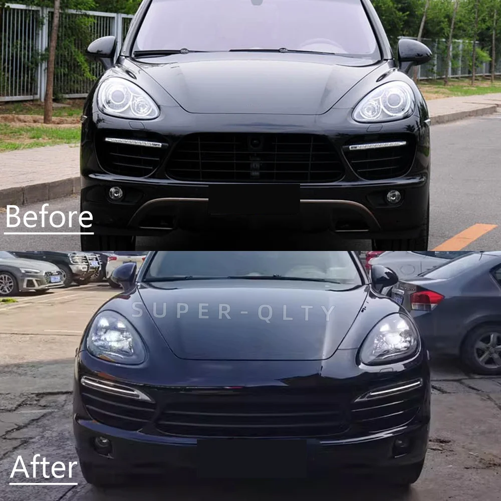 Headlights For Porsche Cayenne 2011-2014 Halogen Xenon Headlight Upgrade to 2023 PDLS Style LED Matrix Headlight