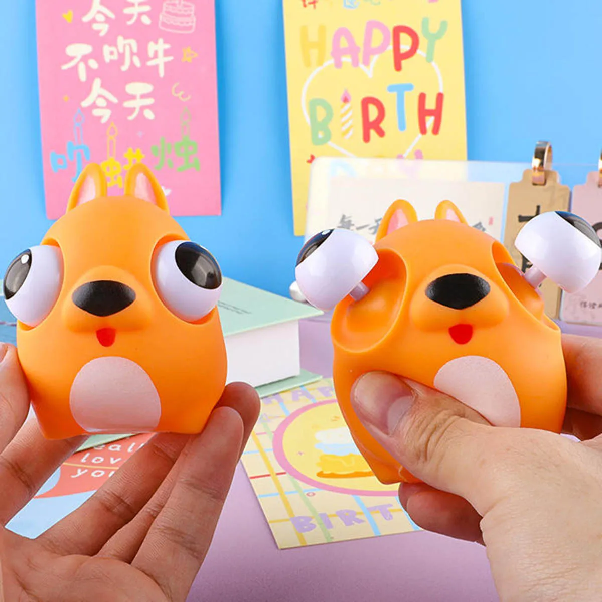 Cartoon Puppy Pinch Sensory Toys Funny Eyeball Burst Squeeze Toy Cute Pet Puppy For Kids Decompression Fidget Creative Gift