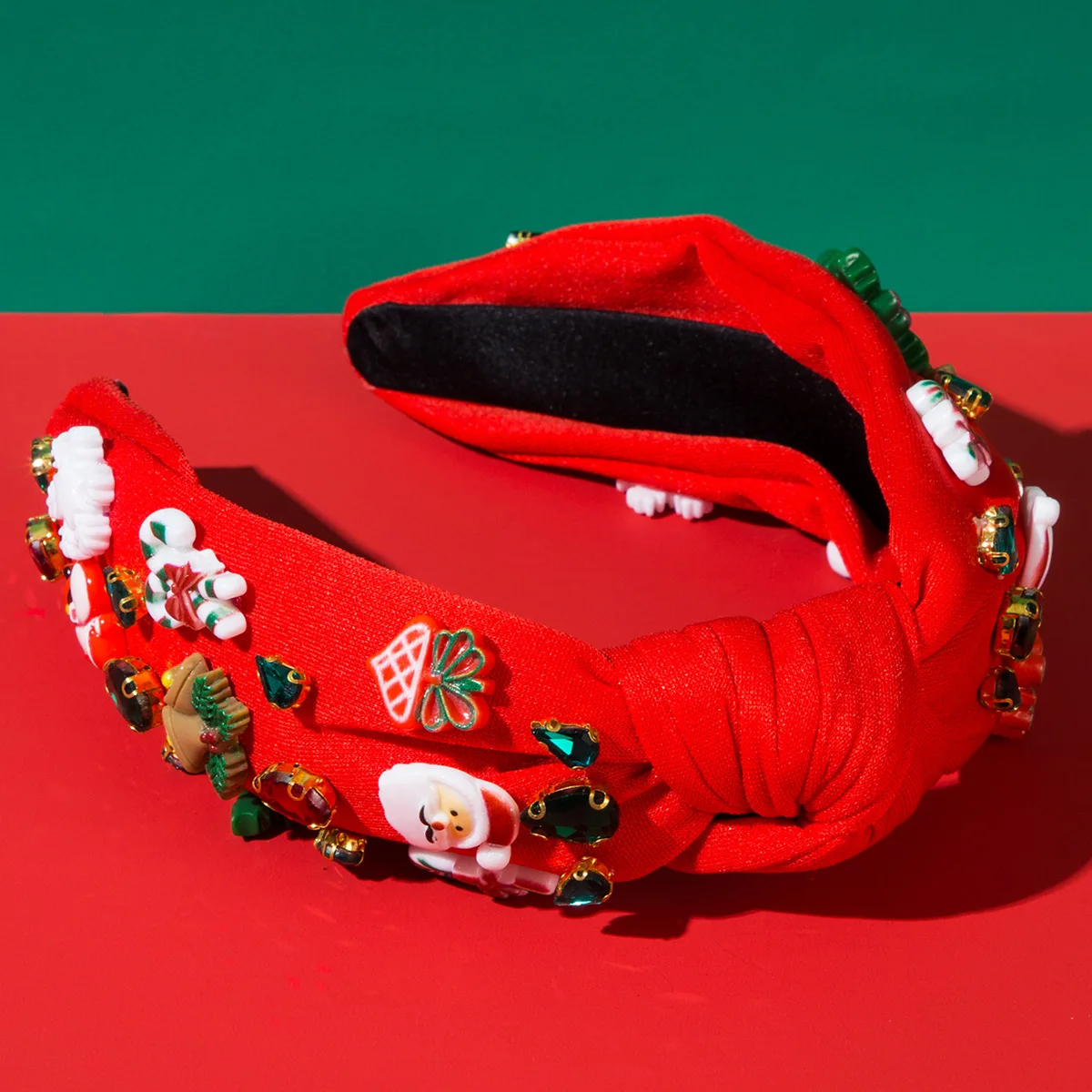 جديد عيد الميلاد النسيج معقود حجر الراين الراتنج عقال للنساء الثقيلة الحرفية حزب الشعر التبعي #5