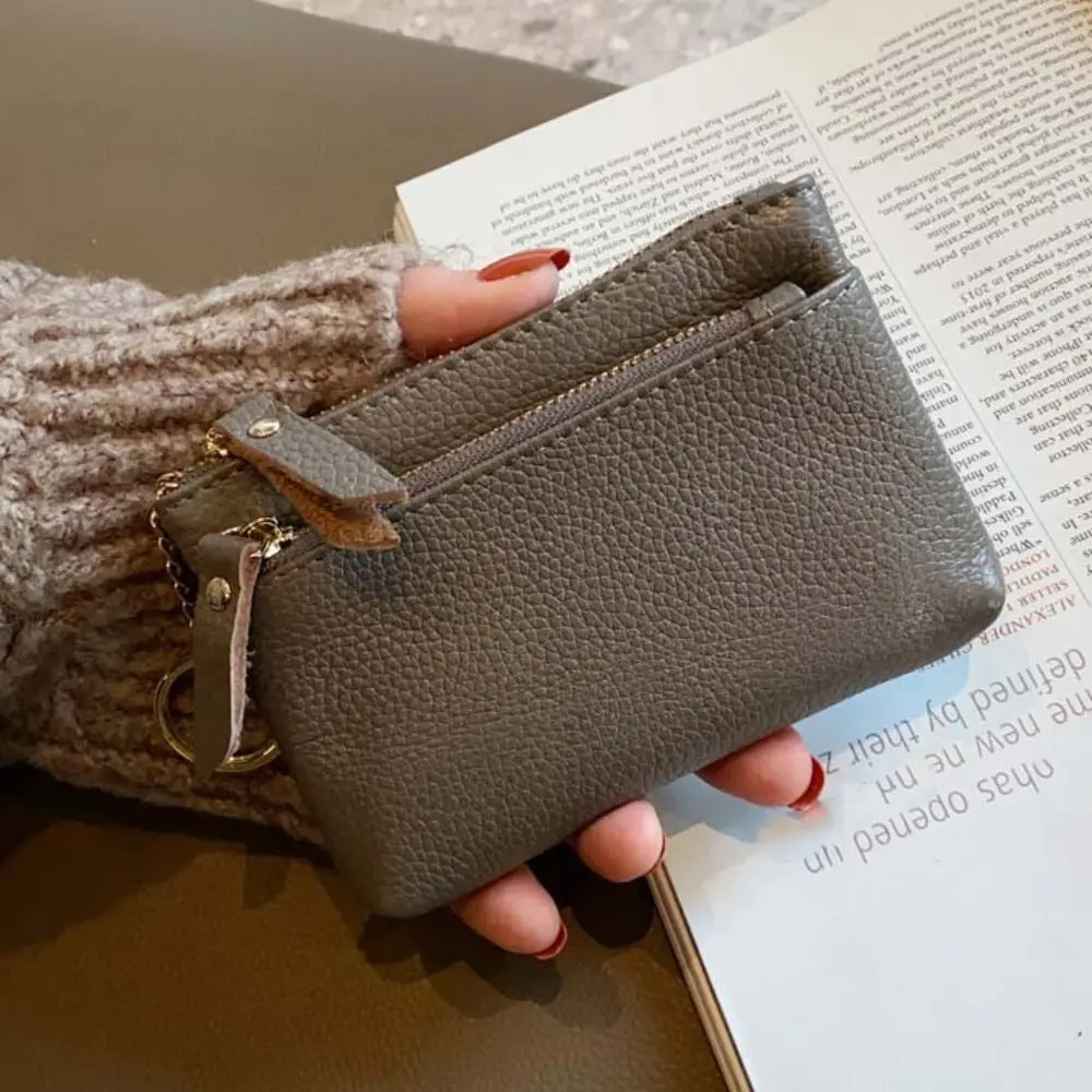 Multi Card Slots Women Short Wallet Hand Clutch Zipper Small Cowhide Wallets Portable Solid Color Pu Coin Purse Outdoor