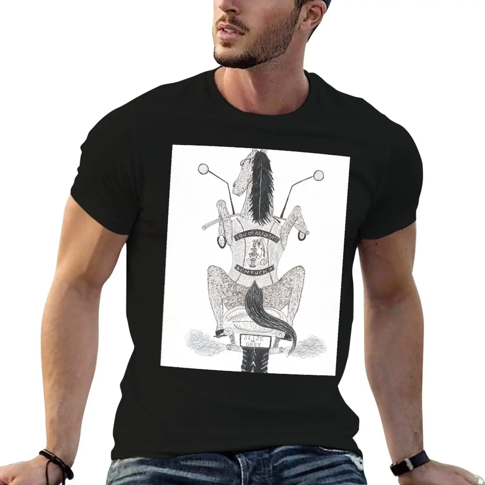 Biker Seize the Grey T-Shirt Plus Size Simple Casual Top