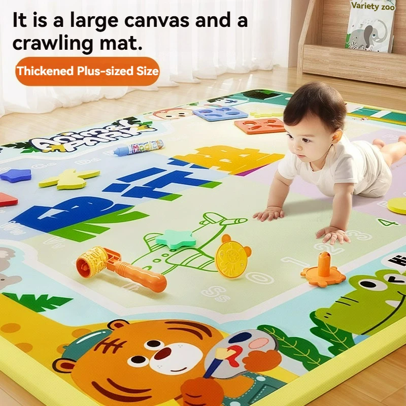 Montessori 100x80CM Magic Water Drawing Mat Coloring Doodle With Reusable Magic Pens Painting Board Educational Toys Boys Girls