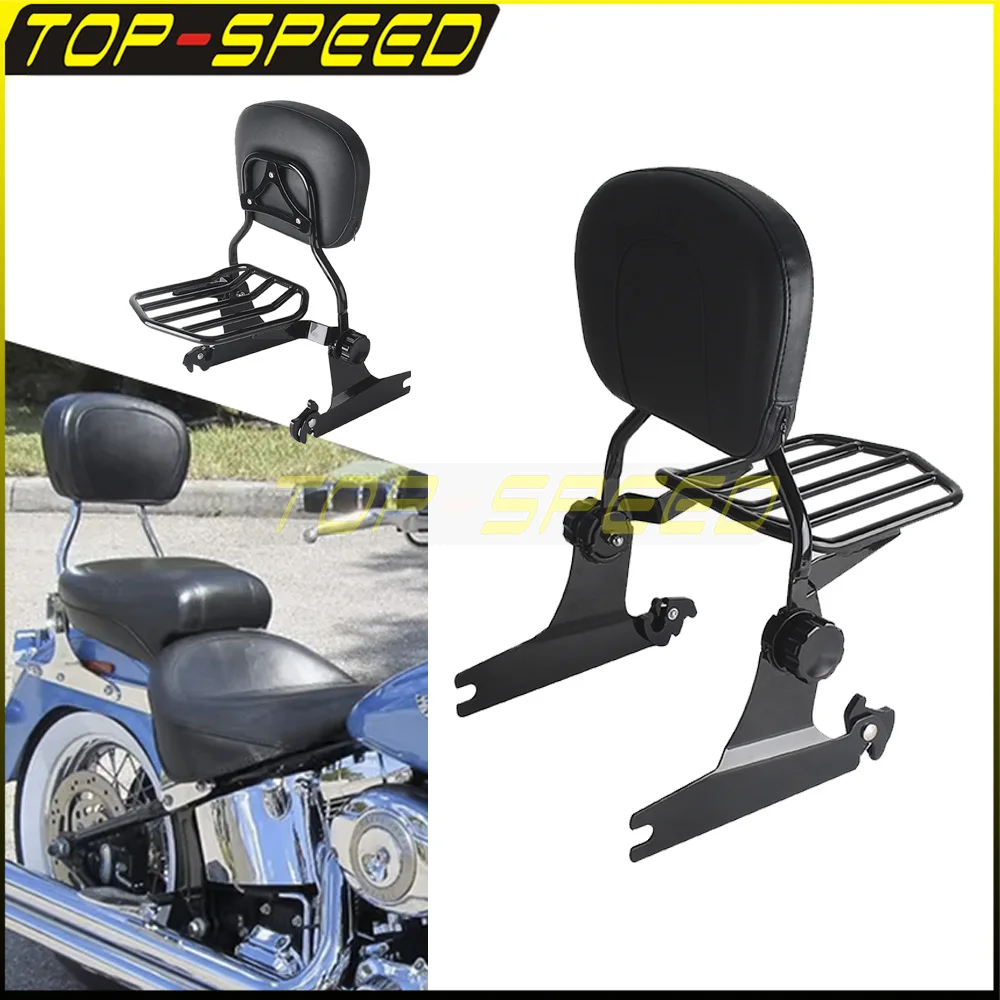 

For Harley Softail Deluxe Motorcycle Detachable Backrest Sissy Bar Luggage Rack CVO Hard Candy Custom FLSTNSE FLSTN EFI 05-2015