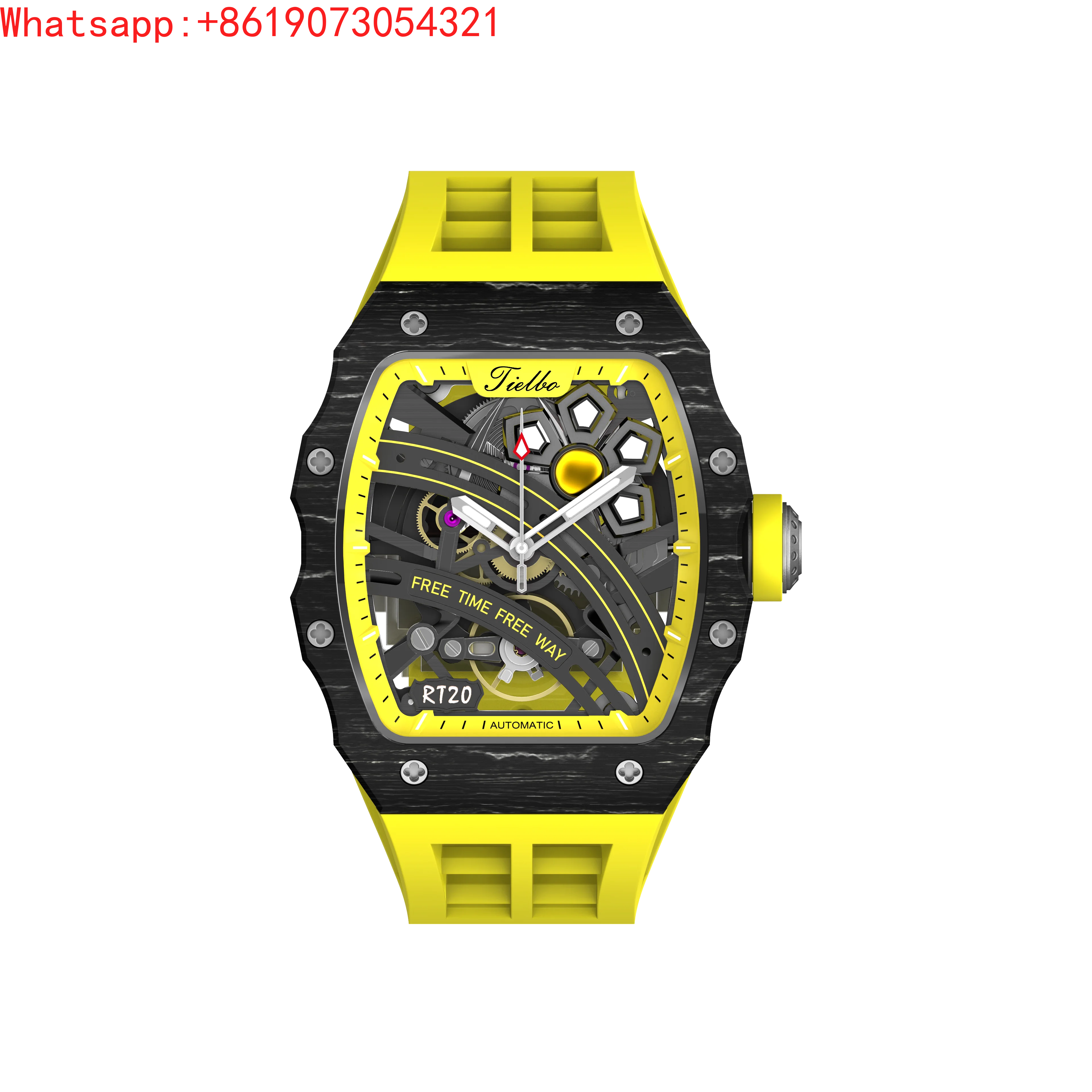 The Great Qin Empire Yayun Series 506 Men's Carbon Fiber Mechanical Watch Silicone Strap Waterproof Luminous Watch