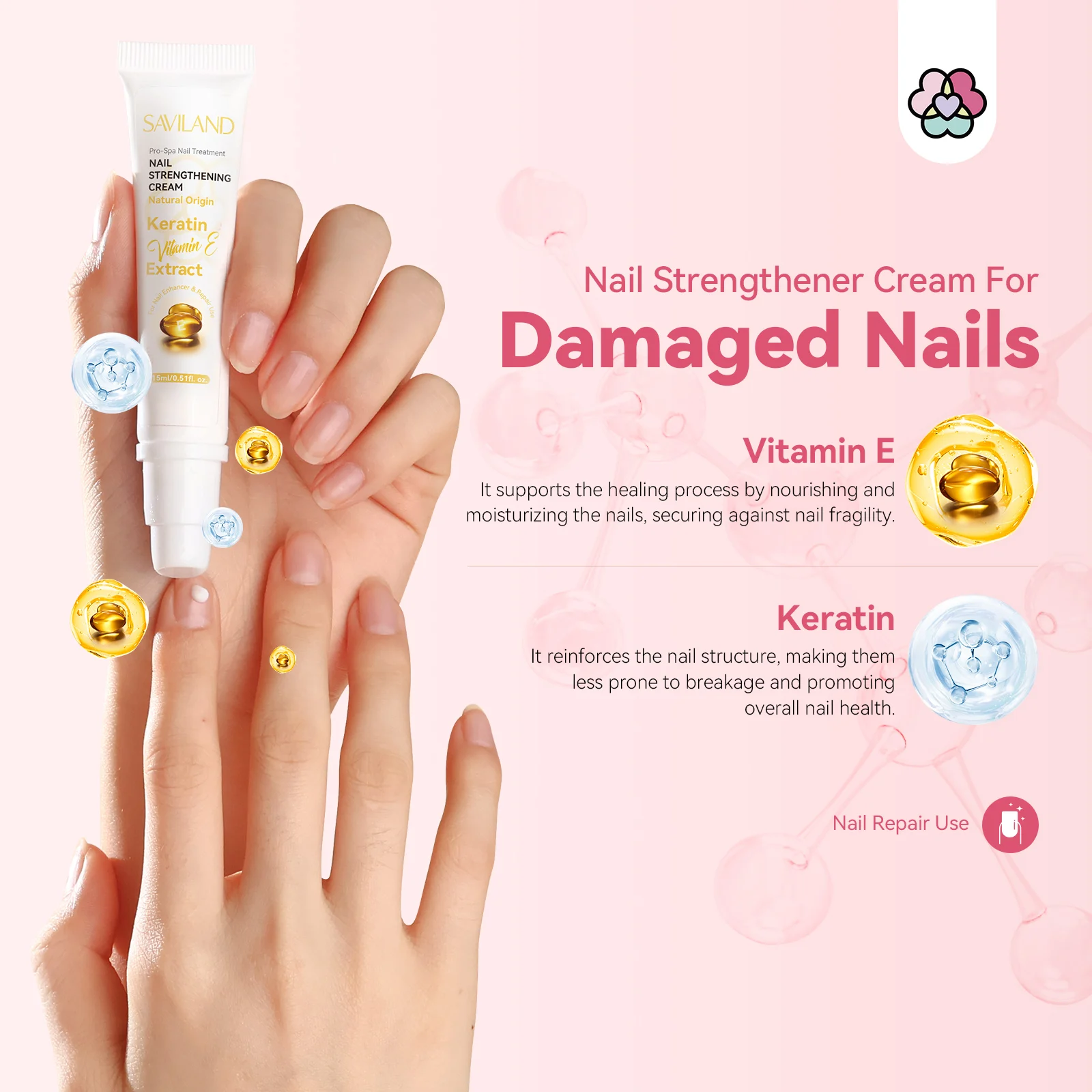 VILAND-مقوي الأظافر مع VE Keratin للأظافر التالفة ، يقوي وحامي البشرة ، العناية بالأظافر بالإصبع