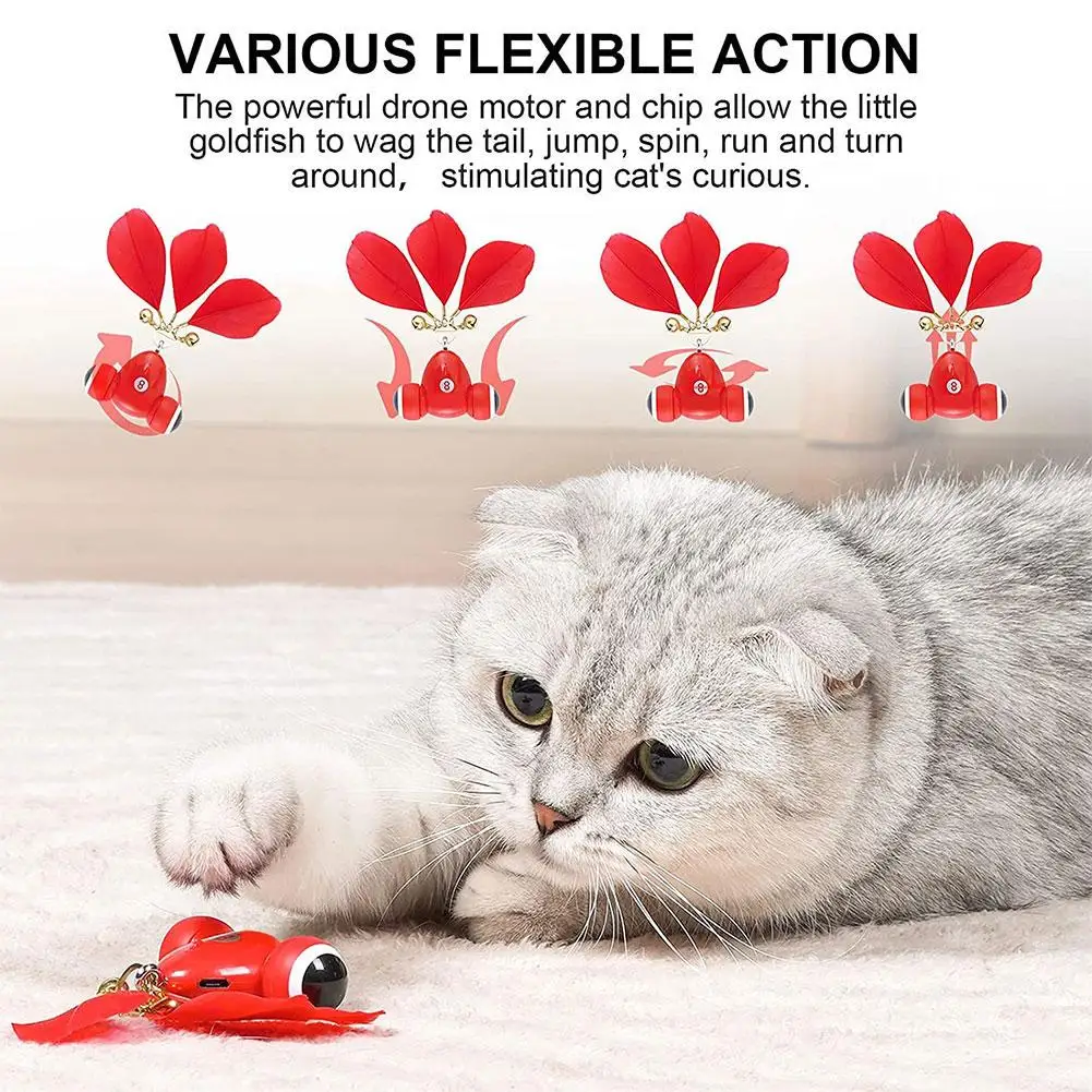 Brinquedo automático inteligente do gato, Pequeno Peixe Dourado Brinquedo, Carregamento USB, Melhor Parceiro, Pet Power, Provocação Criativa, Vermelho, 1 Pc