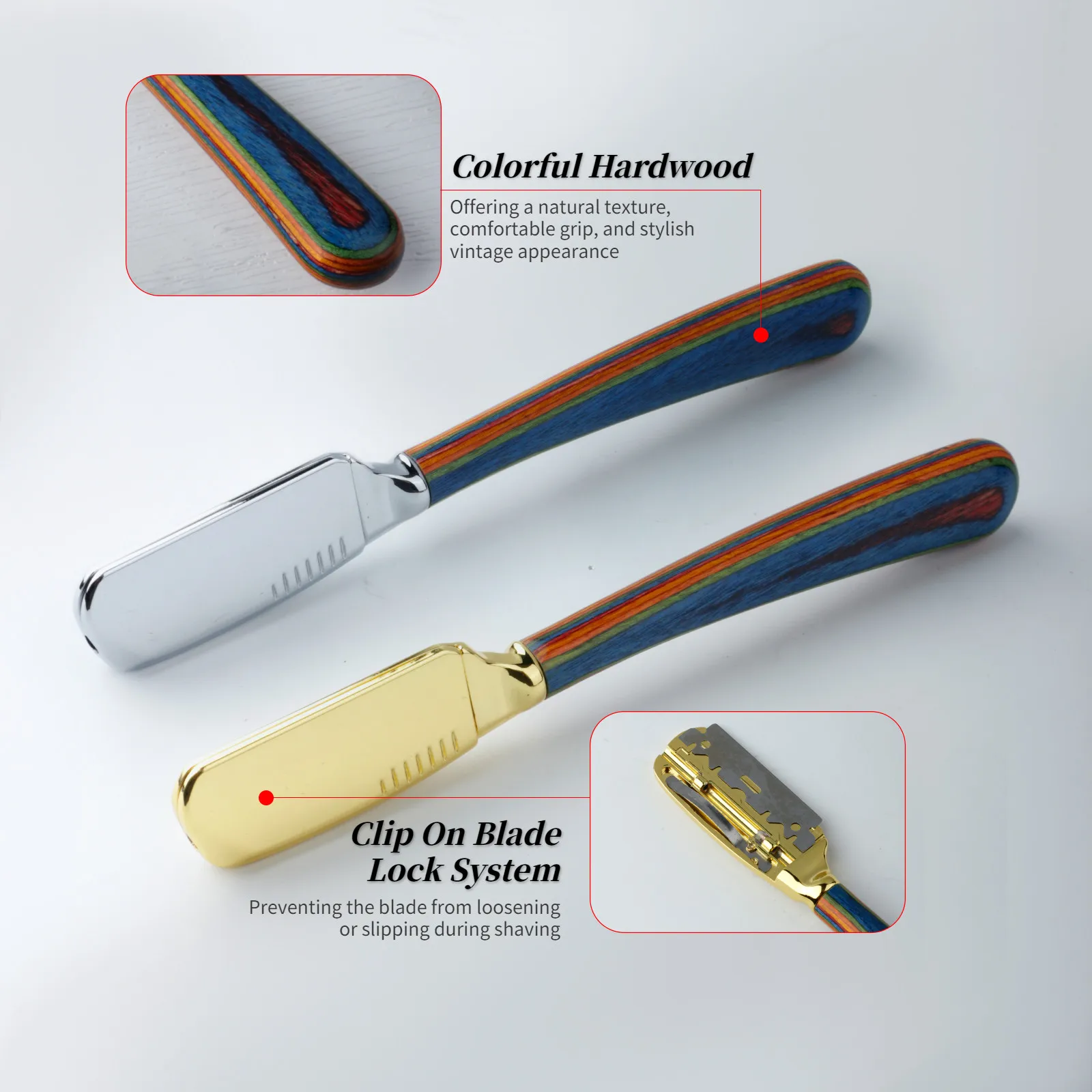 New Pro Color Wood Handle Barber Straight Razors Manual Stainless Steel Salon Hair Removal Tools Men Beard Shaving Knife Holder