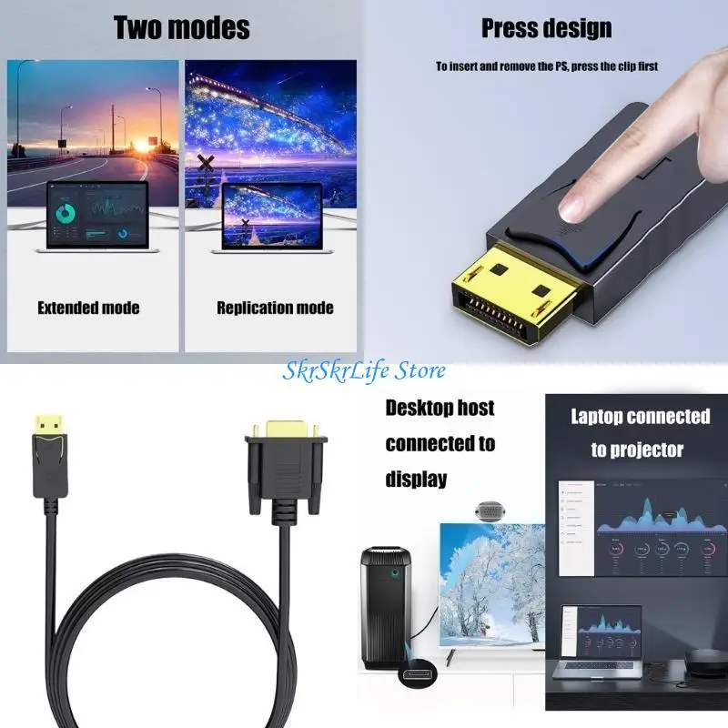 

E65E Практический DisplayPort для VGA Adapter для многократного экранированного экрана стабильности экрана
