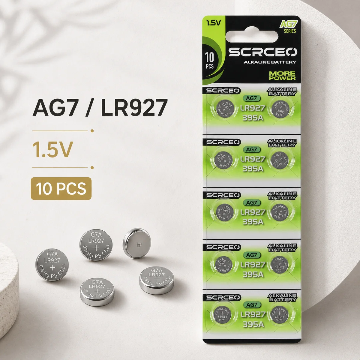 Alkaline Button Cell Battery AG7 1.55V 46mAh LR927 SR927W 399 GR927 395A Replacement for Watch Toy Remote Control