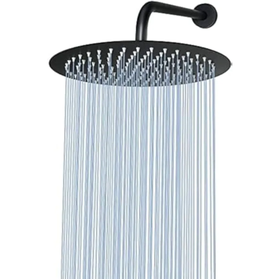 

Round Rain Shower Head With Shower Arm Large Stainless Steel Rainfall Shower-Waterfall Full Body Coverage 12 Inch
