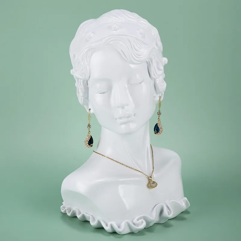 Resin Jewelry Display Mannequin Fashion Earrings Model Displays Stand Shoot Necklace Display Holder Woman Jewelry Displays Rack