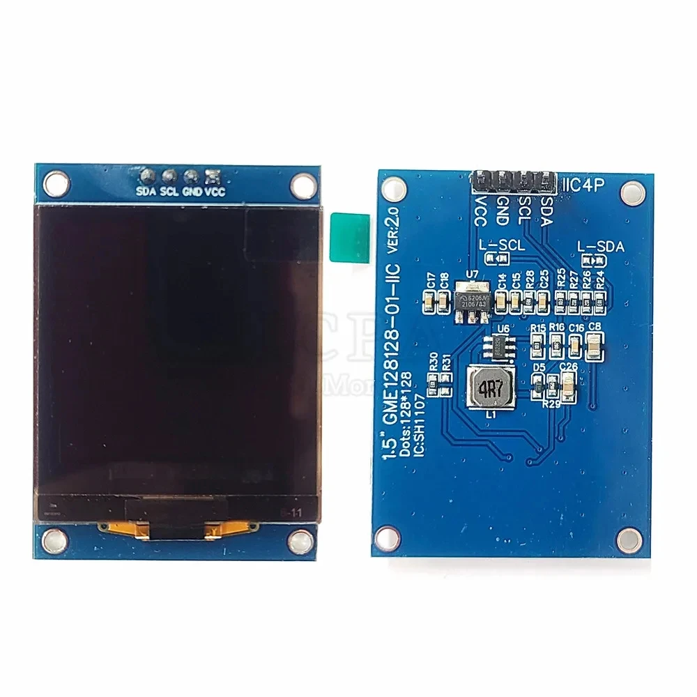 Imagem -02 - Módulo de Oled Lcd com Display Branco Chip de Driver de Pontos Sh1107 Cog I2c Iic 4pin 3v5v 128x128 15