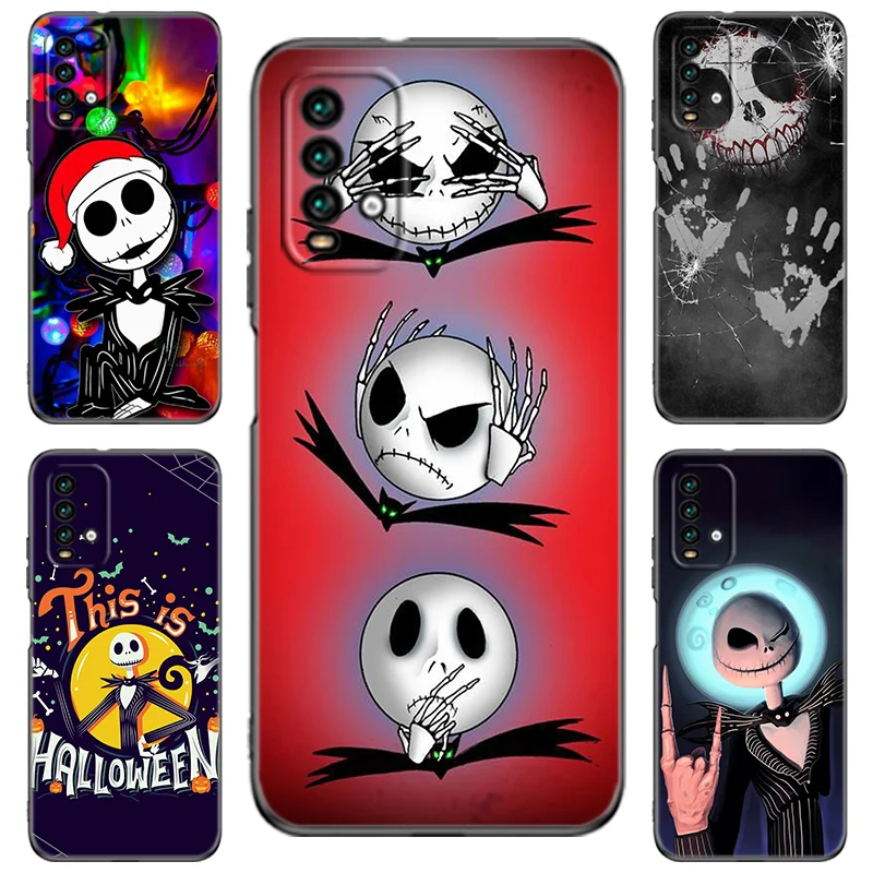 Jack Skellington Black Silicone Phone Case For Redmi 10 Prime A1 A2 Plus K30 K40 Gaming K60 Pro 9 9A 9C 9T 10A 10C 12 12C 13C