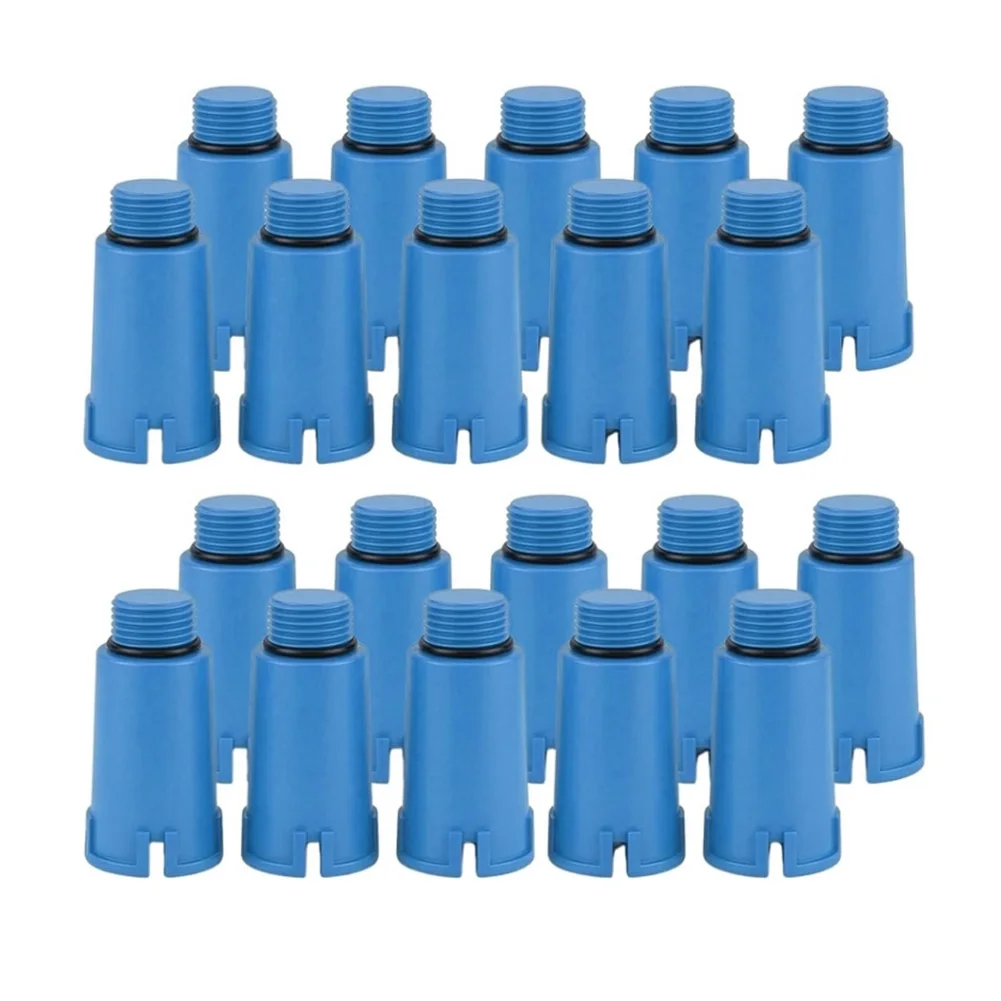 20 pcs 1/2 Inch Blue Plastic Construction Adapter for Pipeline Pressure Testing Sealing Ring Hex Shape PP Material