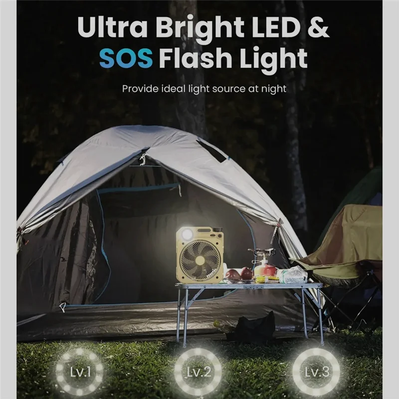 ABVJ-20000Mah ventilador de Camping circulador portátil de escritorio recargable ventilador eléctrico de techo inalámbrico al aire libre con iluminación LED