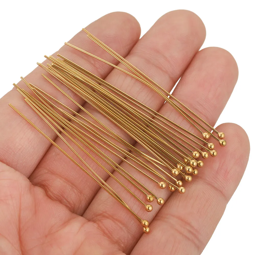 20pcs 20-70MM PVD Stainless Steel Eye Flat Ball Head Pins Needle for Beads Earrings Crafts Connector Jewelry Making Materials image 3