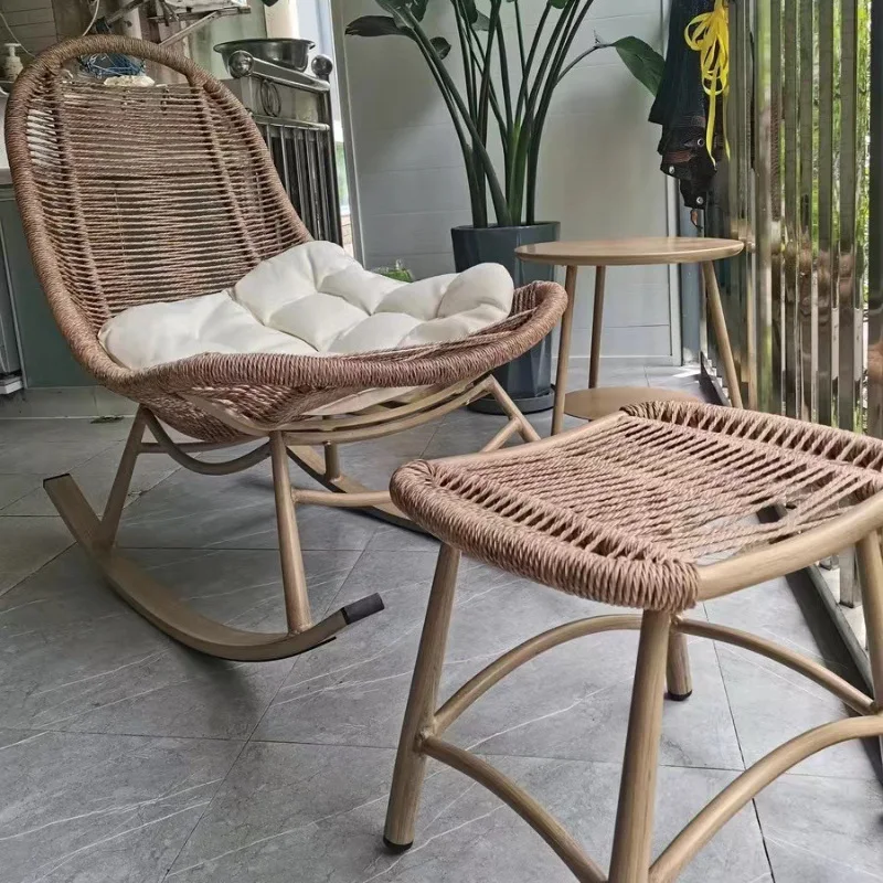 

Nordic style Internet celebrity Adult rocking Reclining chair Lazy Single chair Outdoor rattan chair Rattan rocking