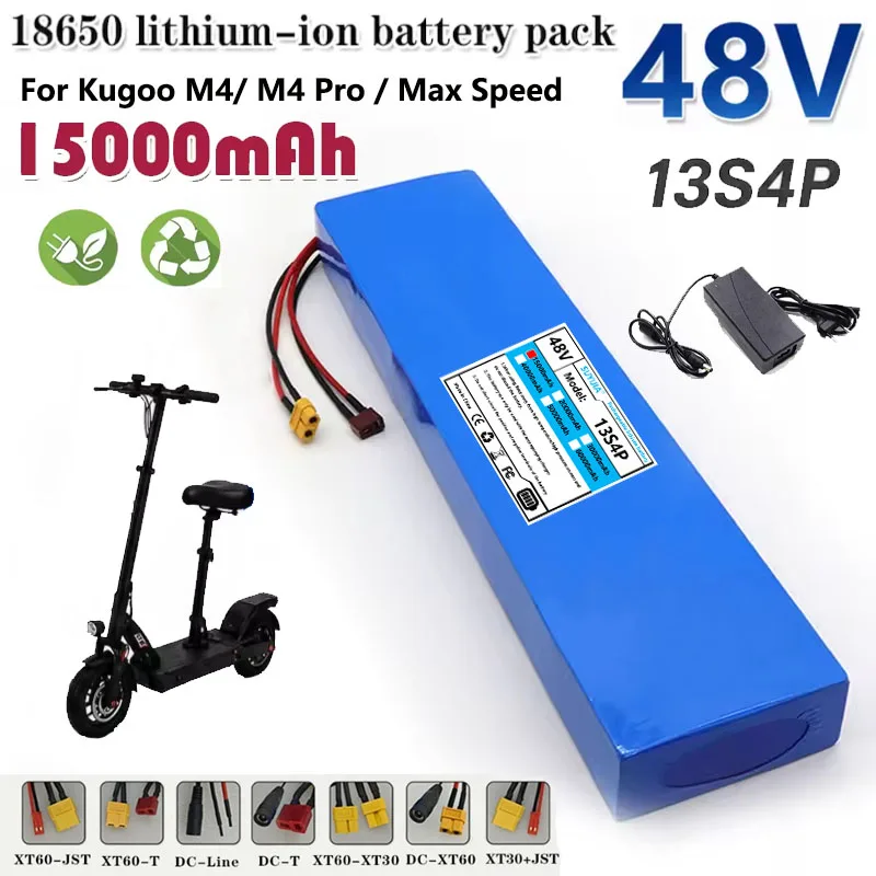 48V 15000mAh  13S4P 18650 Lithium Battery with BMS Suitable for Kugoo M4/M4 Pro/Max Speed To Replace Built-in Batteries