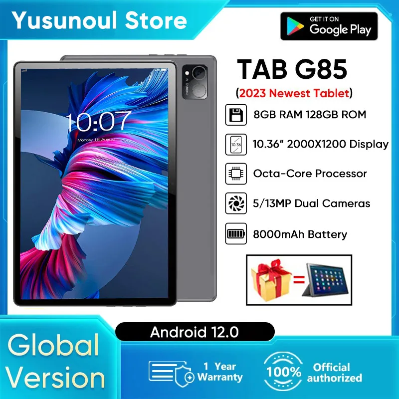 

2023 Global Version New 10.36" Tablet PC Android 12.0 2000X1200 IPS 8GB RAM 128GB ROM 4G LTE 13.0/5.0MP MT6769 Octa Core Tablets