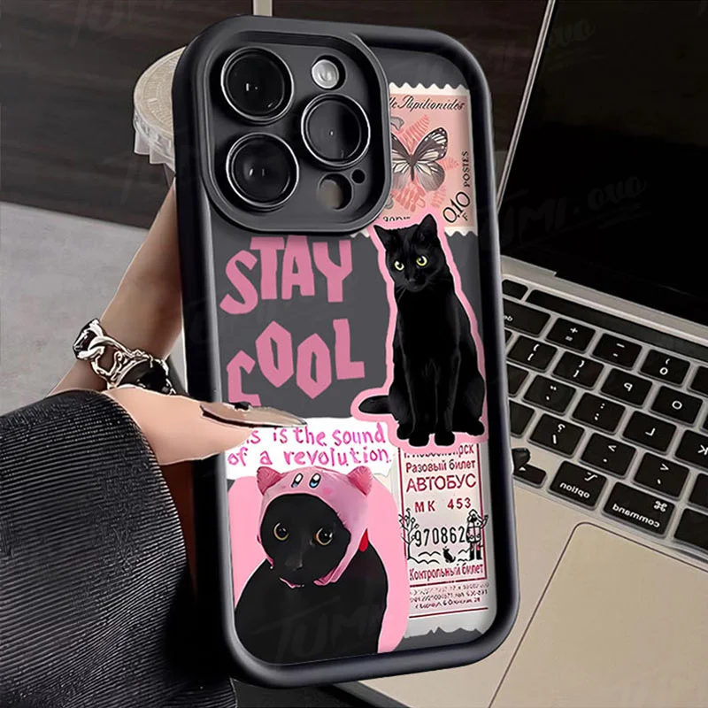 Cool Black Cat Soft Silicone Phone Case for Xiaomi POCO X6 X5 X4 GT F3 F4 F5 M6 Pro X3 NFC Mi 13T 12T 11T 13 12 11 Lite 5G NE