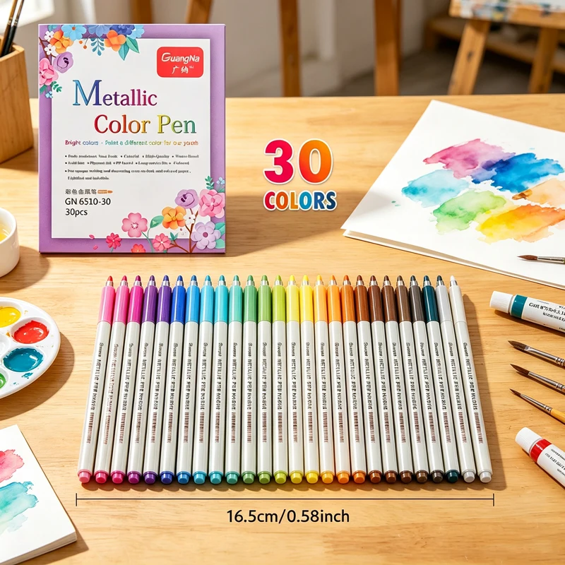 10‑30 Colors Metallic Paint Marker Pens Soft Brush Tip for Rock Painting, Card Making Scrapbooking DIY Craft Art Supplies