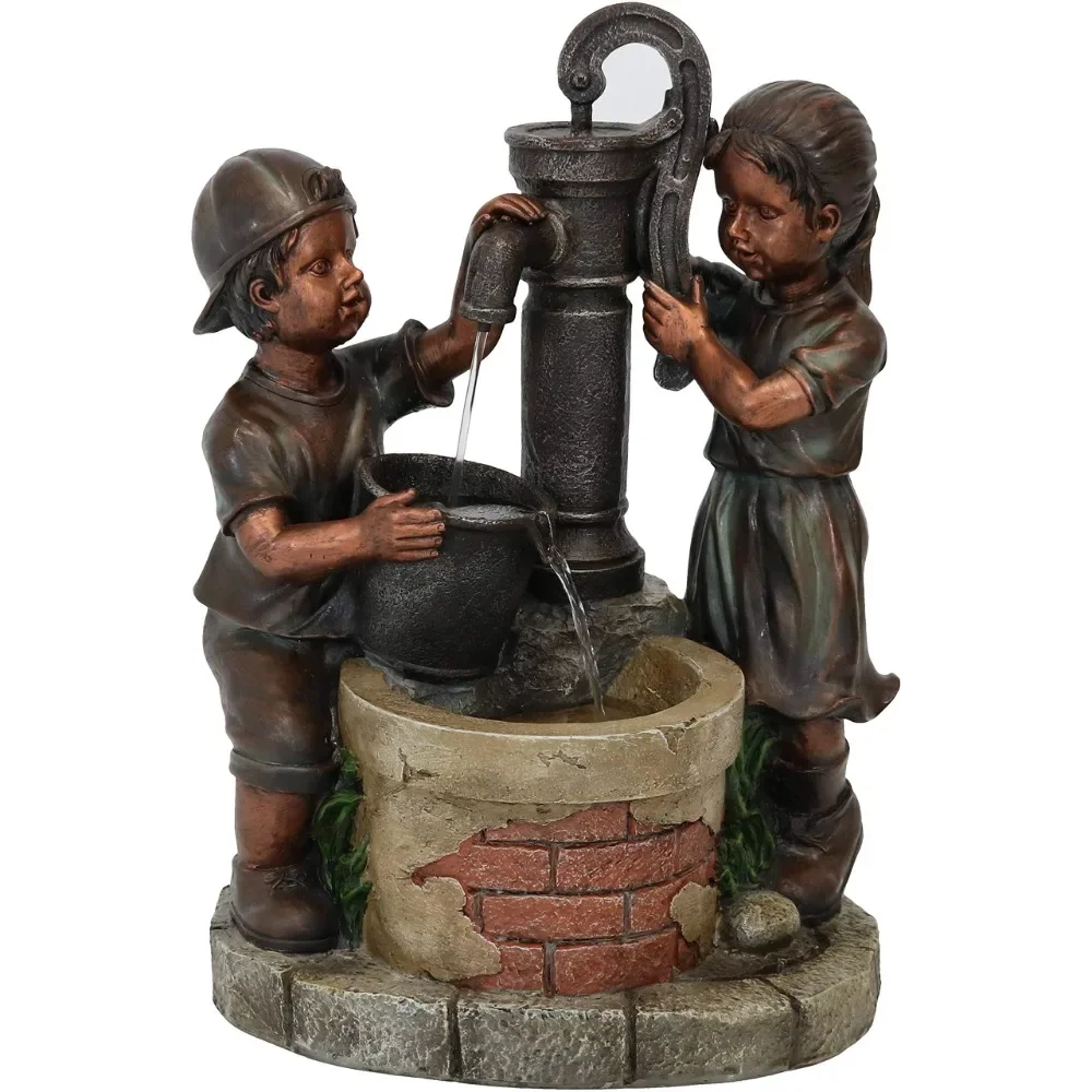 24-Inch Farmhouse Pump Outdoor Water Fountain - Electric Submersible Pump with Adjustable Flow