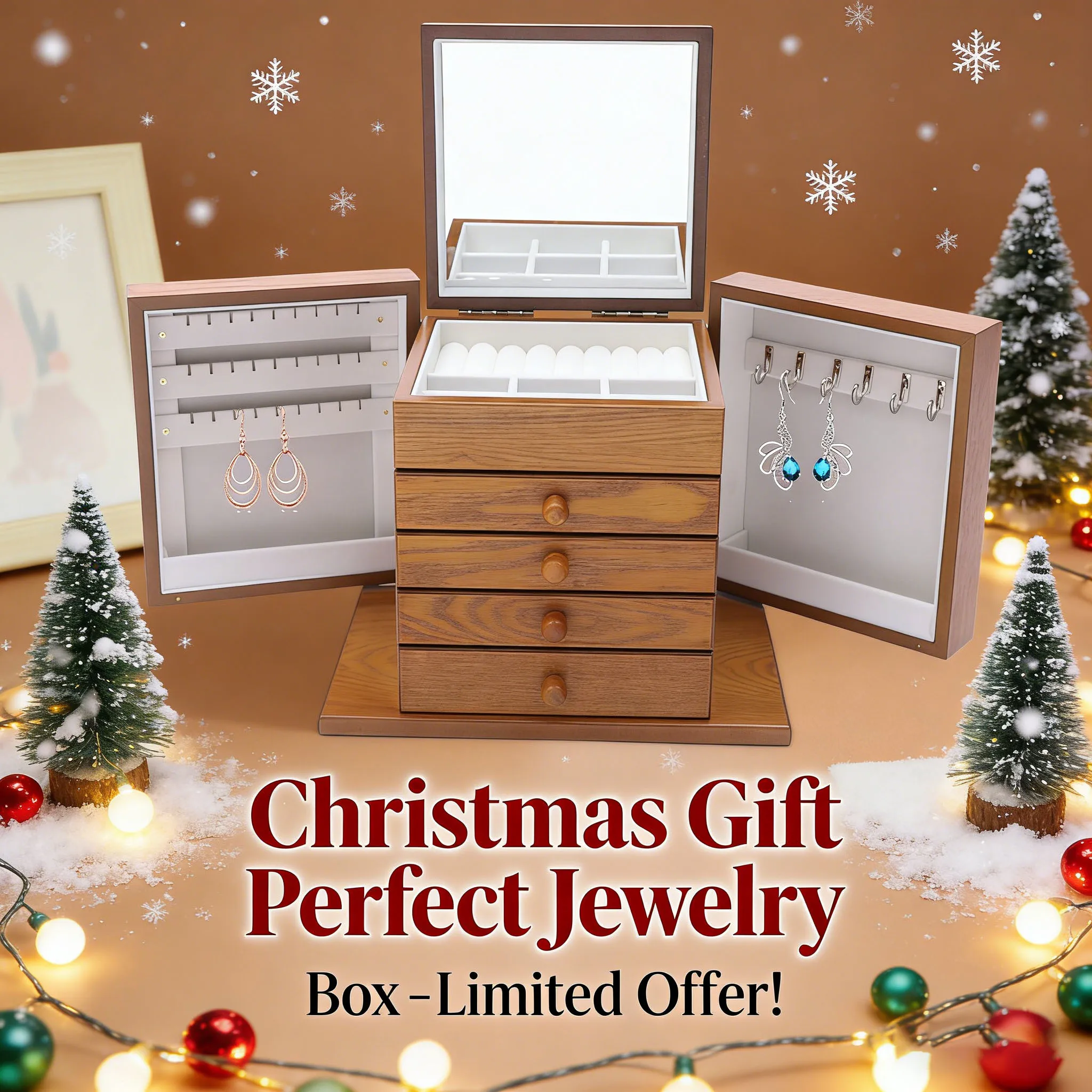 

Durable Jewelry Boxes 5 Layers, Multi-Function Storage Box for Jewelry, Elegant Design for Home and Shop Use, Christmas Gift,