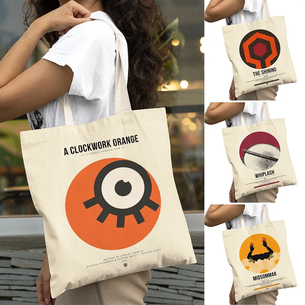 حقائب تسوق نسائية ذات سعة كبيرة وبسيطة من الفيلم الجمالي بطباعة مزدوجة للاستخدام اليومي حقيبة كتف للسيدات حقيبة للمتسوقين