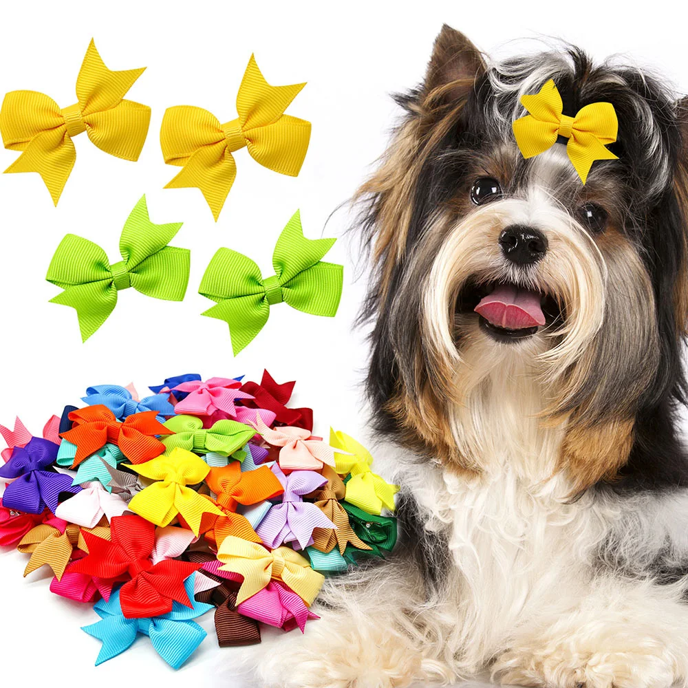 10PCS Pet Dog Hair Clips Handmade Bow Hairpin for Small Dog Cute Puppy Cat Dog Hair Clip Boutique Dog Grooming Accessories