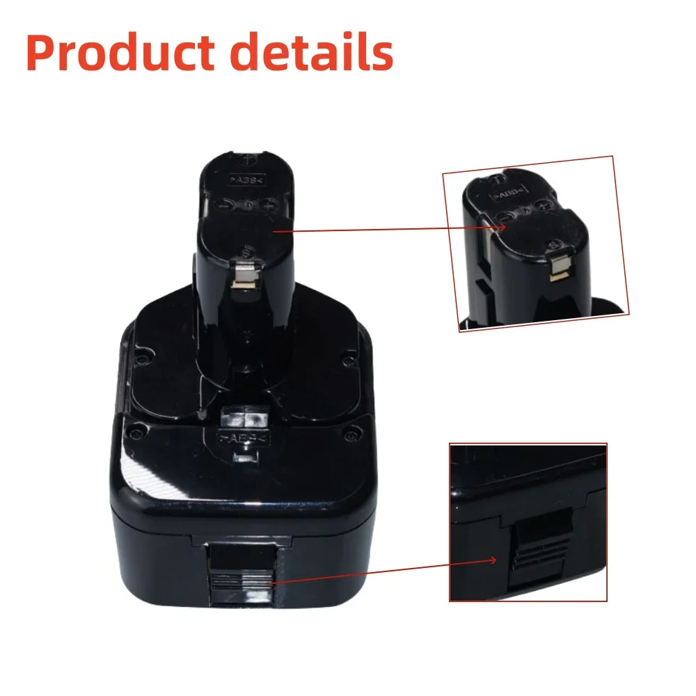 12V 12.8Ah NICD replaceable battery, suitable for Hitachi cordless power tools EB1214S, EB1212S, EB1220BL, eb1222s, WR12DMR,