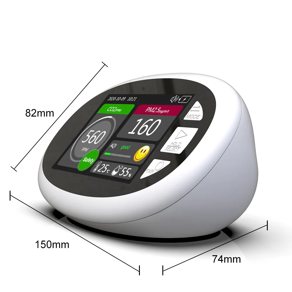 

Hot Sales Carbon Dioxide (CO2) Gas Analyzer Air Quality Sensor with PM2.5 Detector Temperature and Humidity Sensor