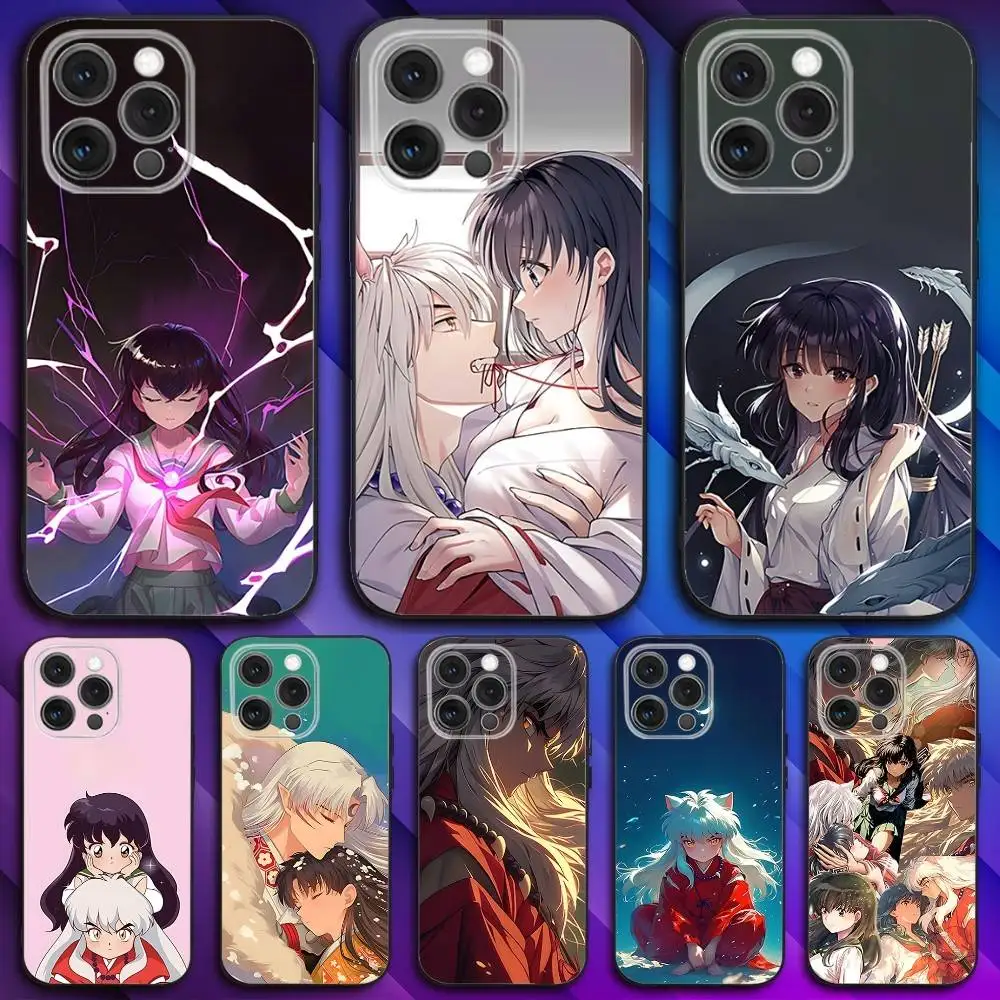 

I-Inuyashas Anime Phone Case For iPhone 17,16,15,14,13,12,11,Pro,Max,Plus,X,XS,SE4,E,Mini,Soft Black Case