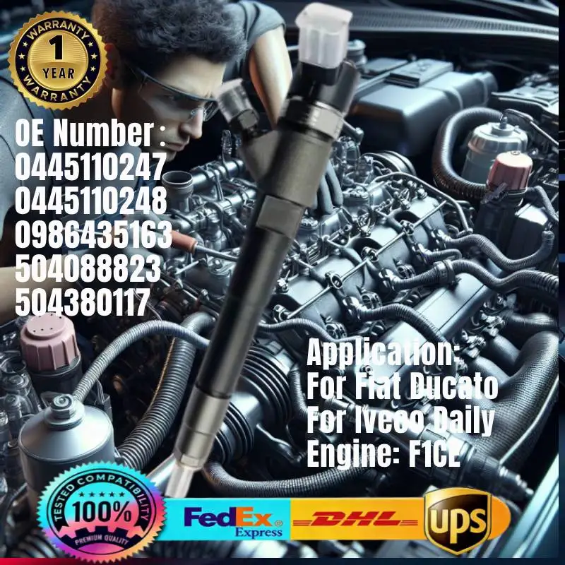 

Diesel Fuel Injector 0445110247 0445110248 0986435163 504088823 504380117 for Fiat Ducato Iveco Daily 3.0 JTD F1CE Engine