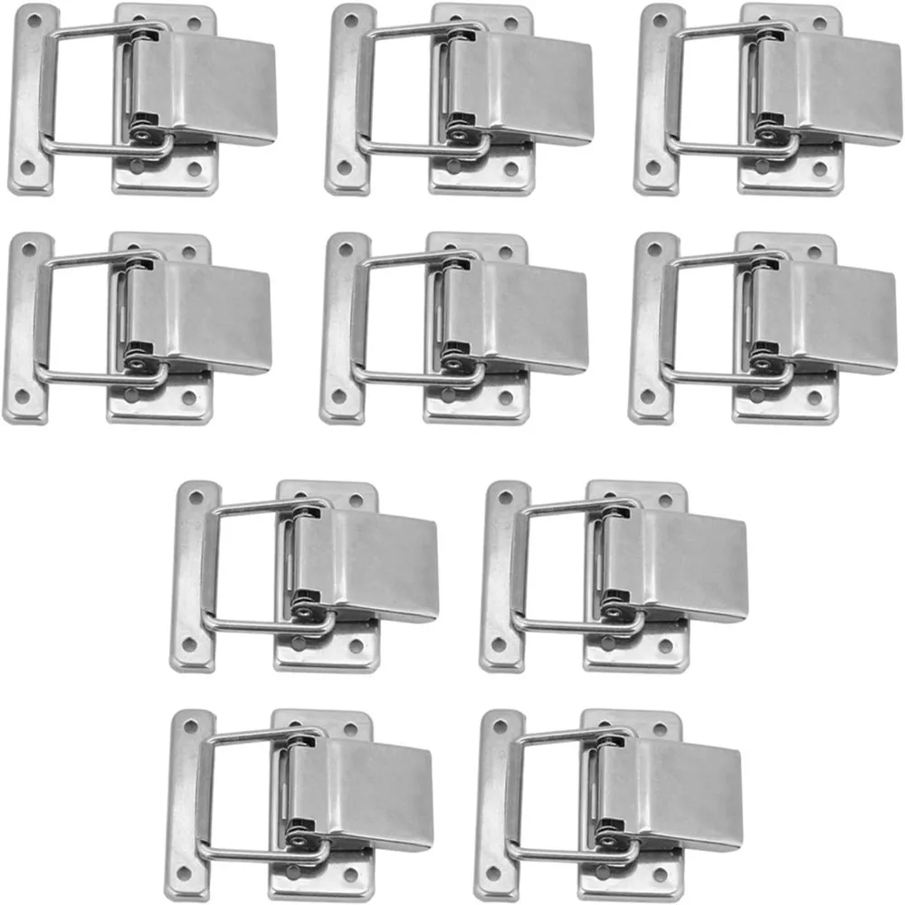 10 Pack Steel Cabinet Hasp Latches slivery 2.09 × 1.06 in Toggle Buckle Latch Spring Loaded Built In Spring Bolt