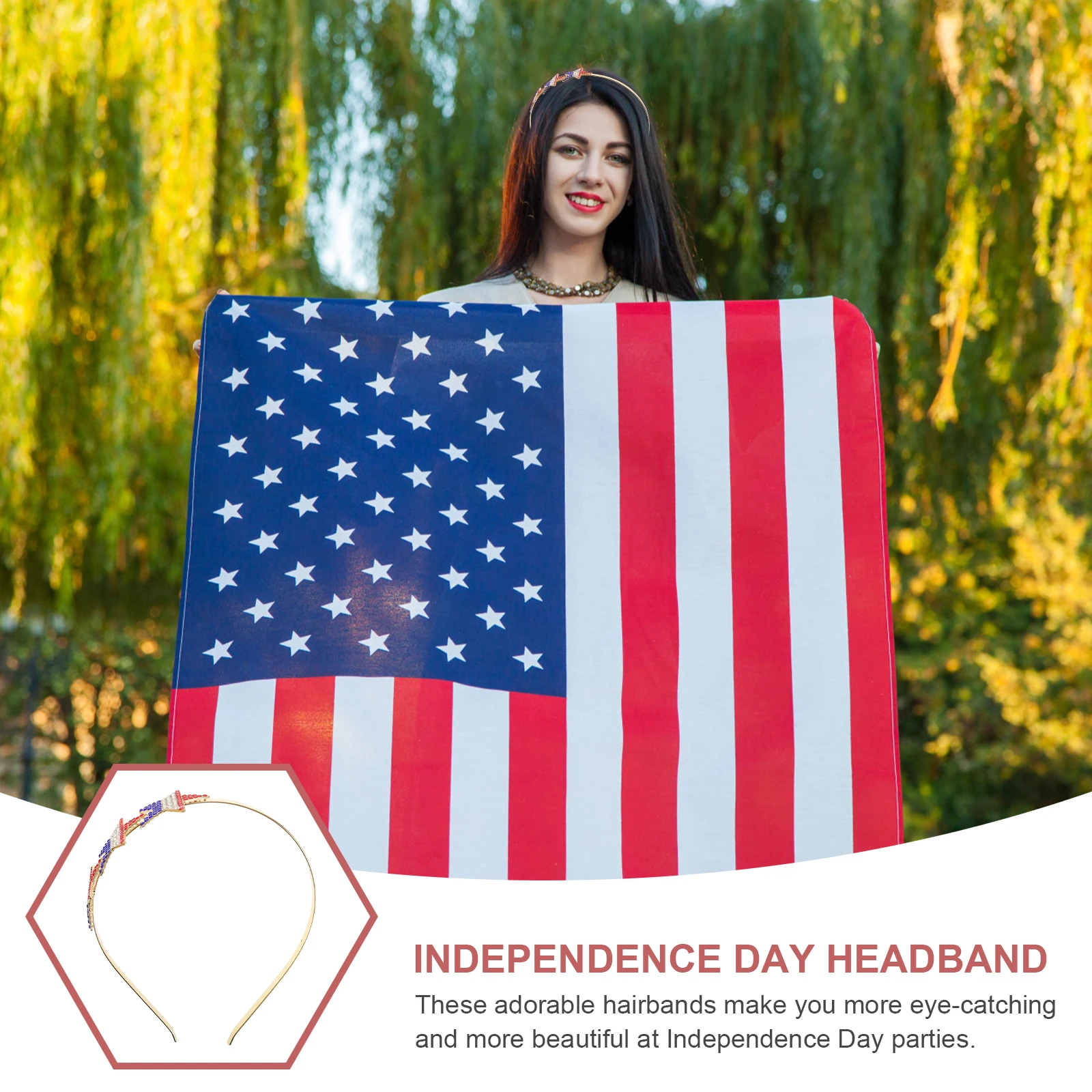 

Star shape Headband for Independence Day Party Hair Accessory Lightweight Durable Silver Star Elements Adorable Hoop Festive