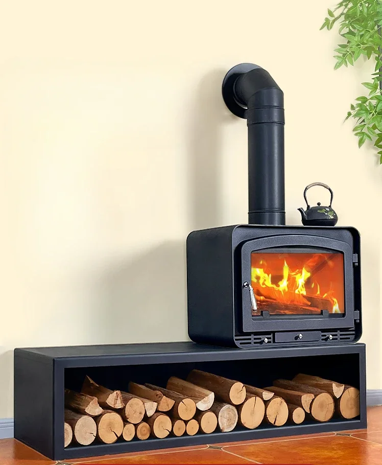 

Firewood burning rural home indoor villa living room firewood heating stove villa real fire fireplace