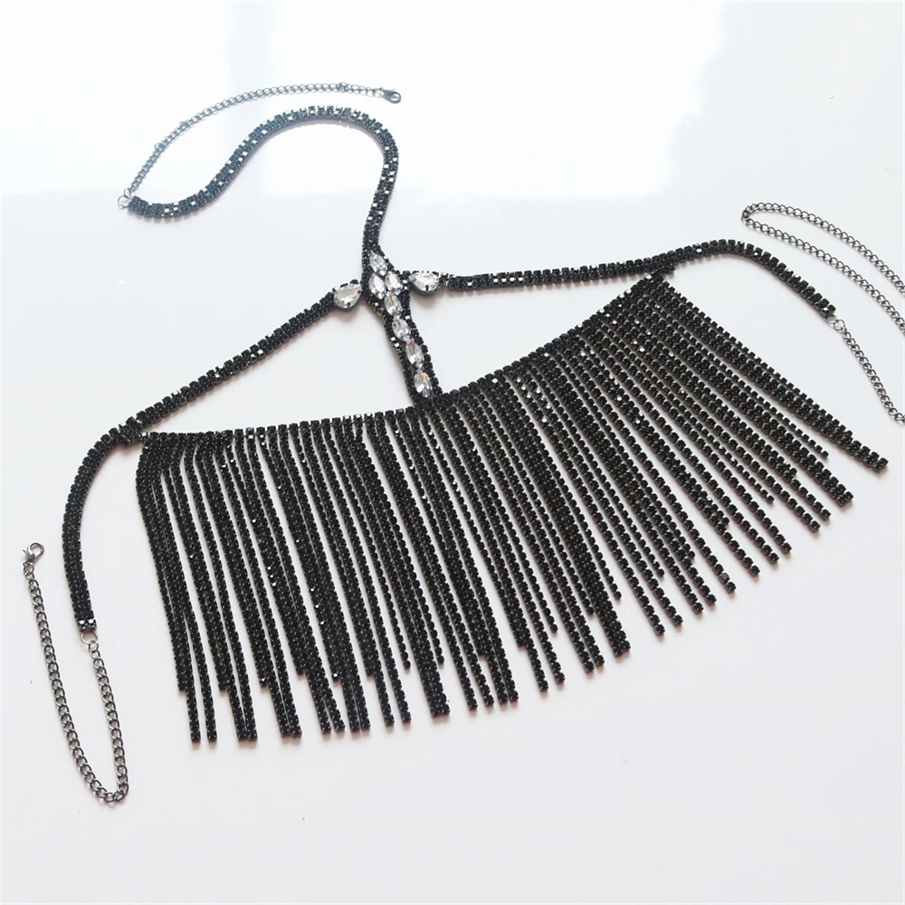 แฟชั่นคริสตัล Rhinestone Facial พู่สีดําหน้ากากผู้หญิงไนท์คลับ Dance Party Facial เครื่องประดับอุปกรณ์เสริม