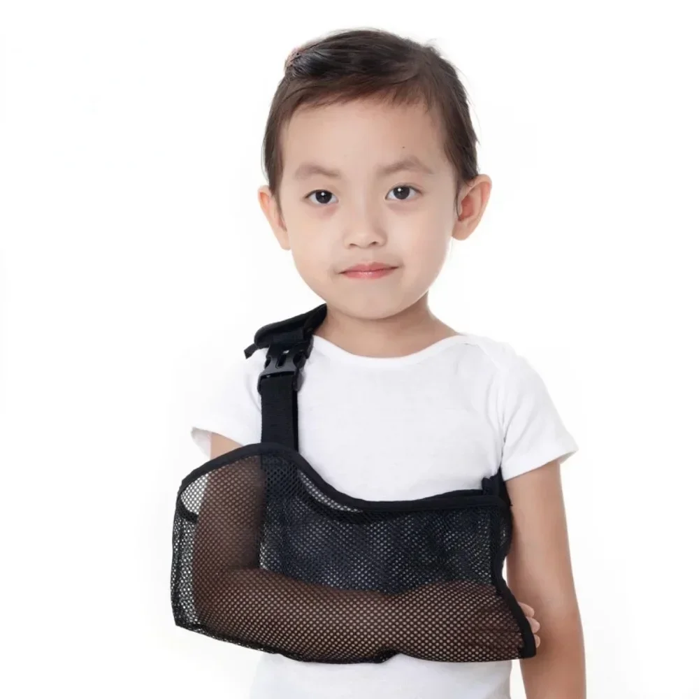 Kids Forearm Sling Breathable Mesh Arm Shoulder Dislocated Fixed Strap Adjustable Elbow Joint Sprain Recovery Belt Relieve Pain