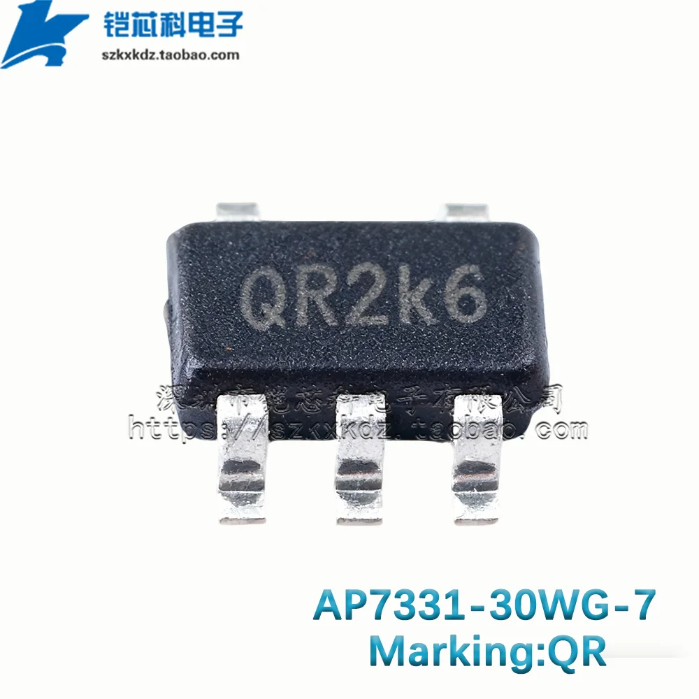 10Pcs New Original AP7331-30WG-7 QN SOT23-5 300mA 3V 300mA, LOW QUIESCENT CURRENT, FAST TRANSIENT LOW DROPOUT LINEAR REGULATOR