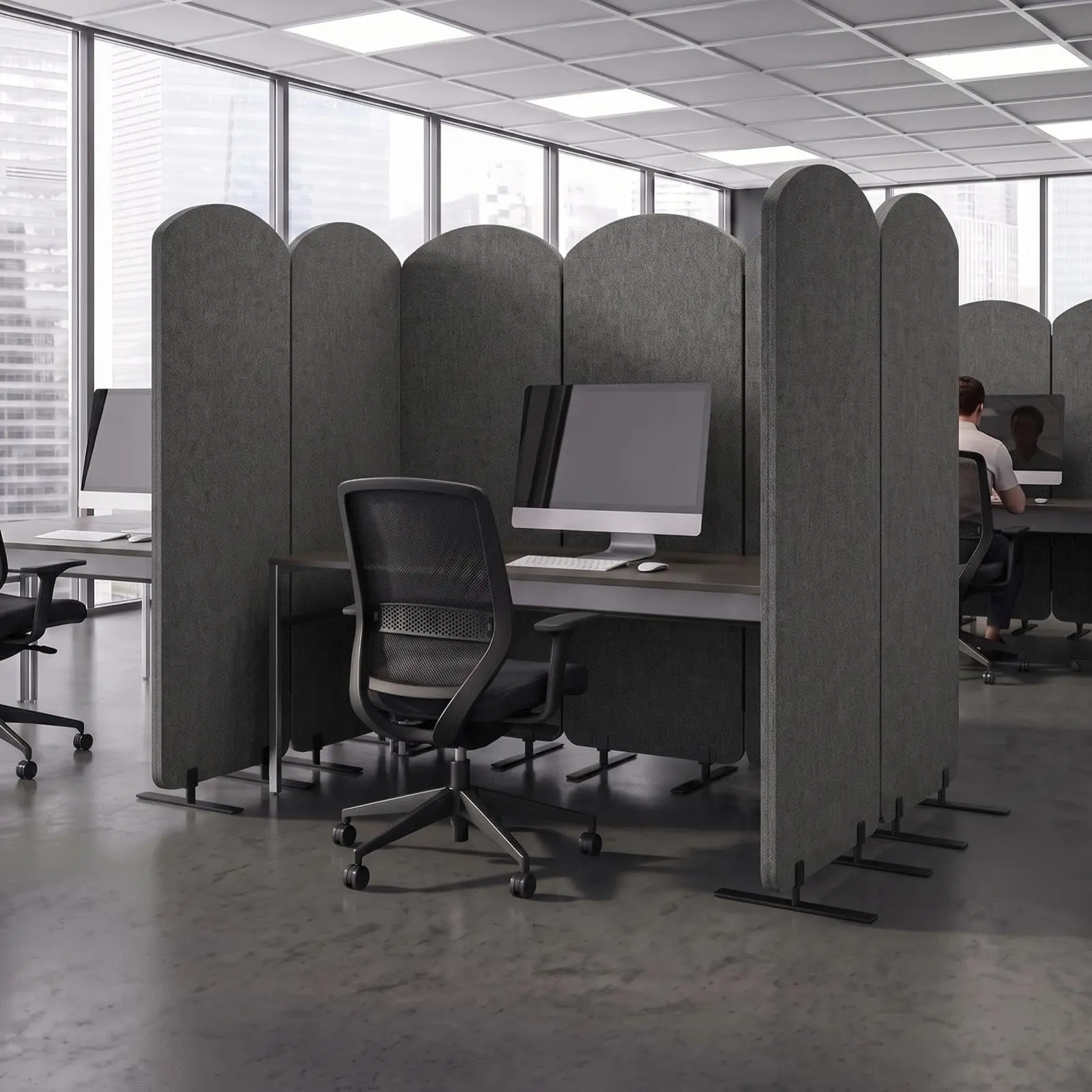 3 Panel Soundproof Room Divider with Wheels Mobile Cule Wall