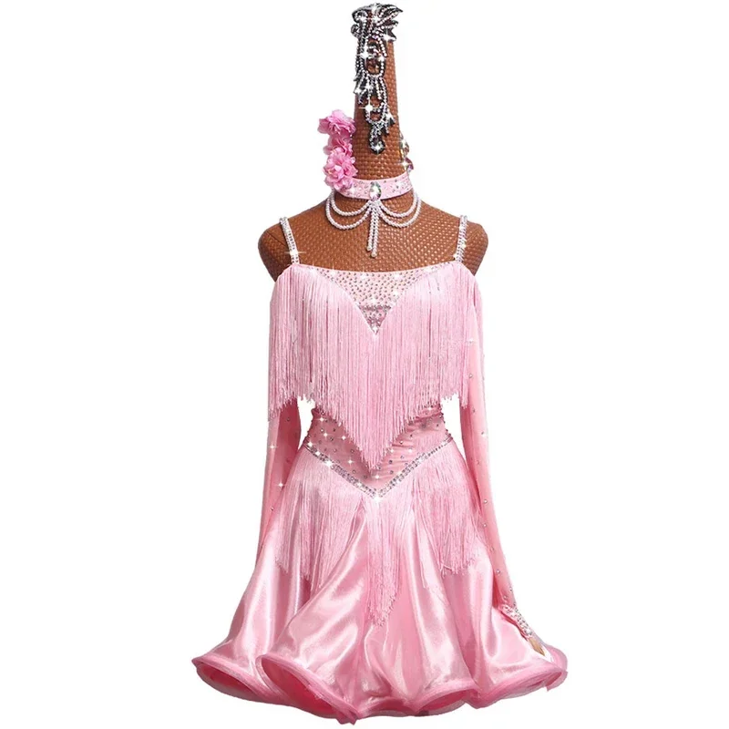 

Women's Sexy Fringe Latin Dance Dress 2025 New Salsa Samba Competition Skirt with Glitter Rhinestones Custom-Made