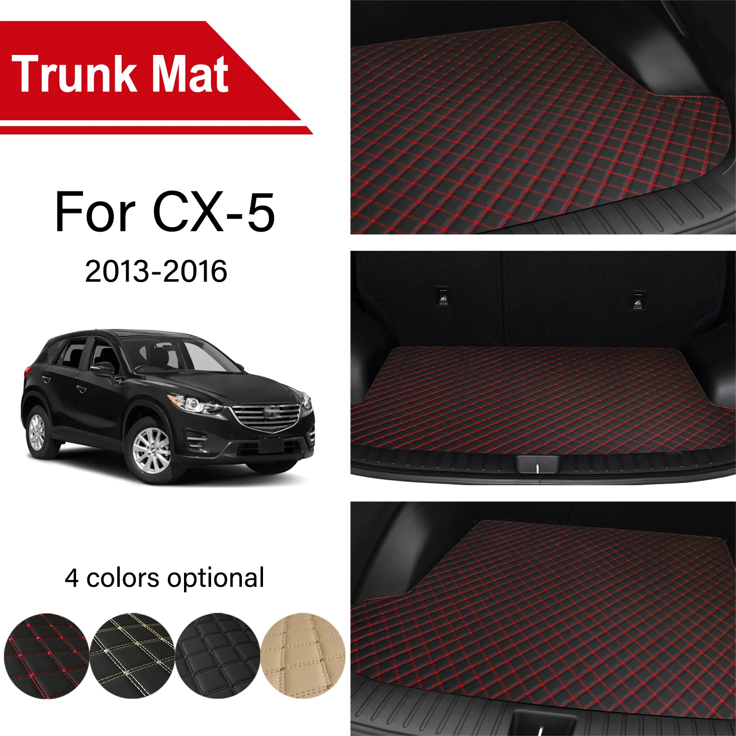 

Car Trunk Mat For Mazda CX-5 CX5 CX 5 SUV 2016 2015 2014 2013 Cargo Liner Replacement Carpet Embroidered Leather Car Accessories