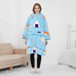 Thickened Hoodie Outdoor USB Heated Blanket Hooded Lazy Blanket Flannel Double Layer Thickened Couple Lazy Pajamas