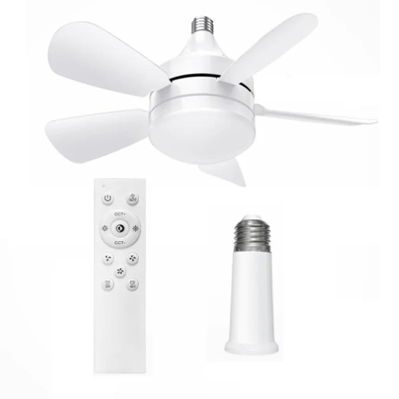 ABRN-Socket Ceiling Fans With Lights And Remote - Socket Fan Light With Dimmable Led Light Bulb,Screw In Small Ceiling Fan