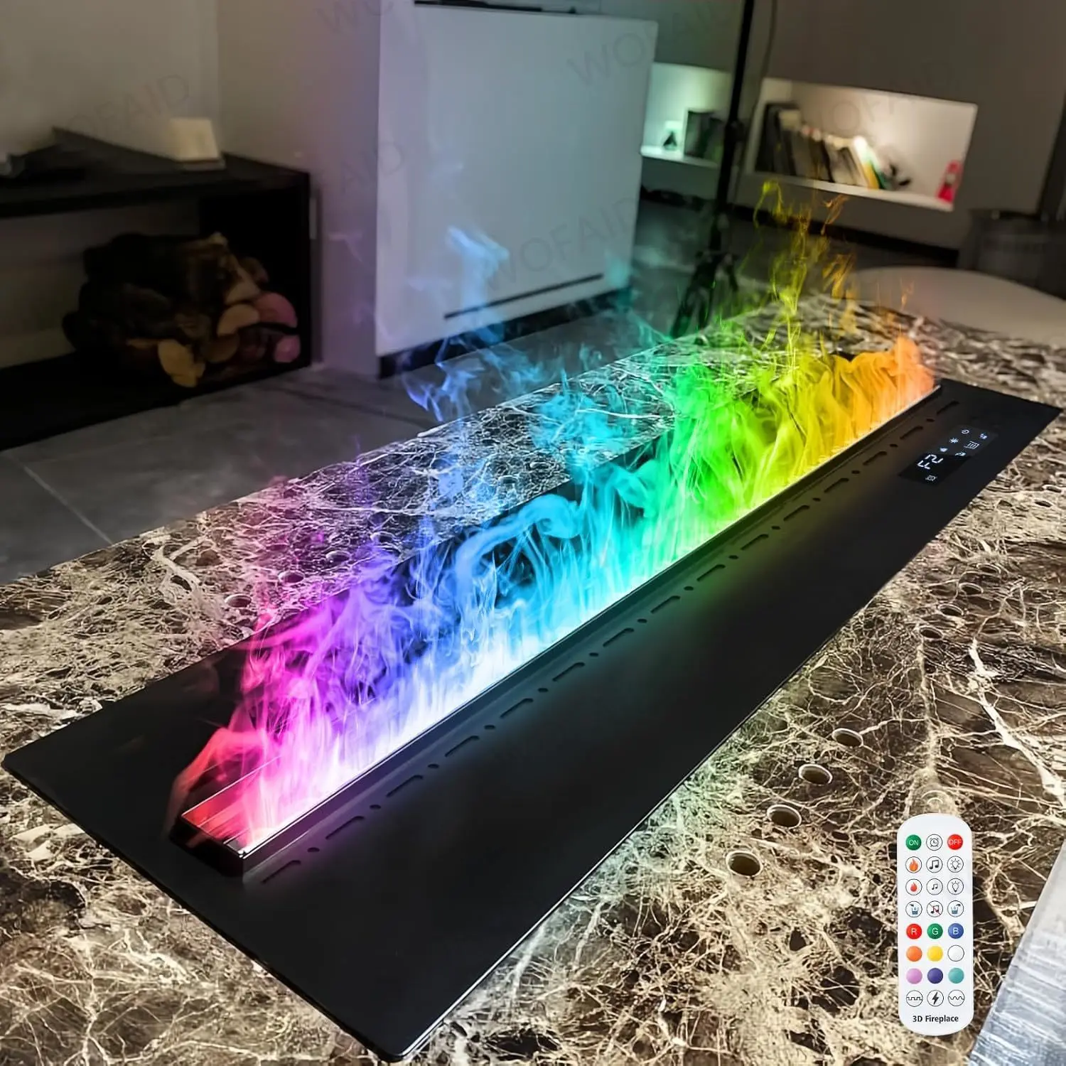 

Камин с распылением воды, 3D красочное пламя, эко, умное украшение интерьера дома, умный электрический камин с водяным паром, регулируемый