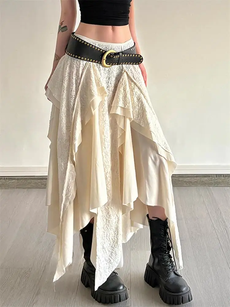 Jupe décontractée en dentelle pour femmes, couleur Pure, Vaion de plage, taille basse, asymétrique, ligne a, taille élastique